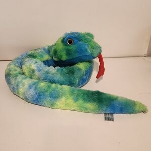 64” Fiesta Blue and Green Watercolor Design Snake Plush